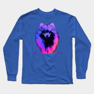 Fluffy Pomeranian Dwarf Spitz Artwork Long Sleeve T-Shirt